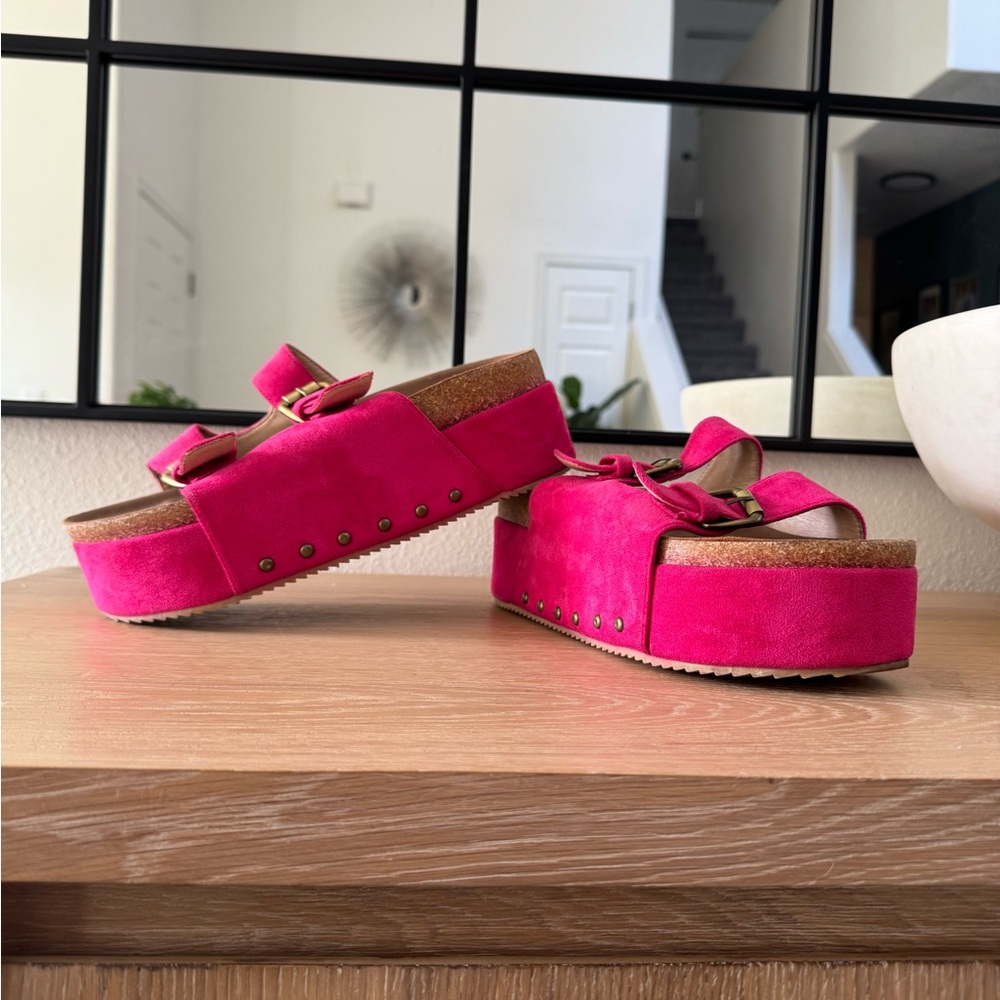Pink Suede Platform Sandals women’s size 9.5